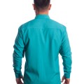 Camisa social masculina de microfibra manga longa, turquesa