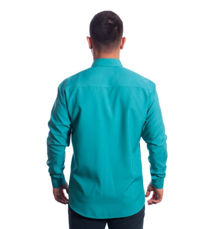 Camisa social masculina de microfibra manga longa, turquesa Camisa social masculina de microfibra manga longa, turquesa