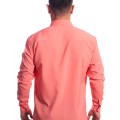 Camisa social masculina de microfibra manga longa, coral