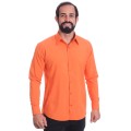 Camisa social masculina de microfibra manga longa, laranja Camisa social masculina de microfibra manga longa, laranja