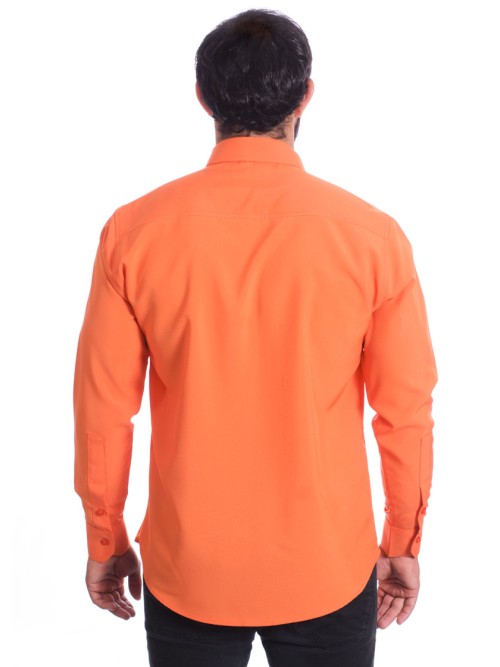 Camisa social masculina de microfibra manga longa, laranja Camisa social masculina de microfibra manga longa, laranja