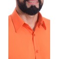 Camisa social masculina de microfibra manga longa, laranja Camisa social masculina de microfibra manga longa, laranja