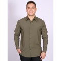 Camisa social masculina de microfibra manga longa, verde navajo