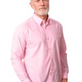 Camisa social masculina de microfibra manga longa, rosa claro