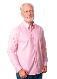 Camisa social masculina de microfibra manga longa, rosa claro