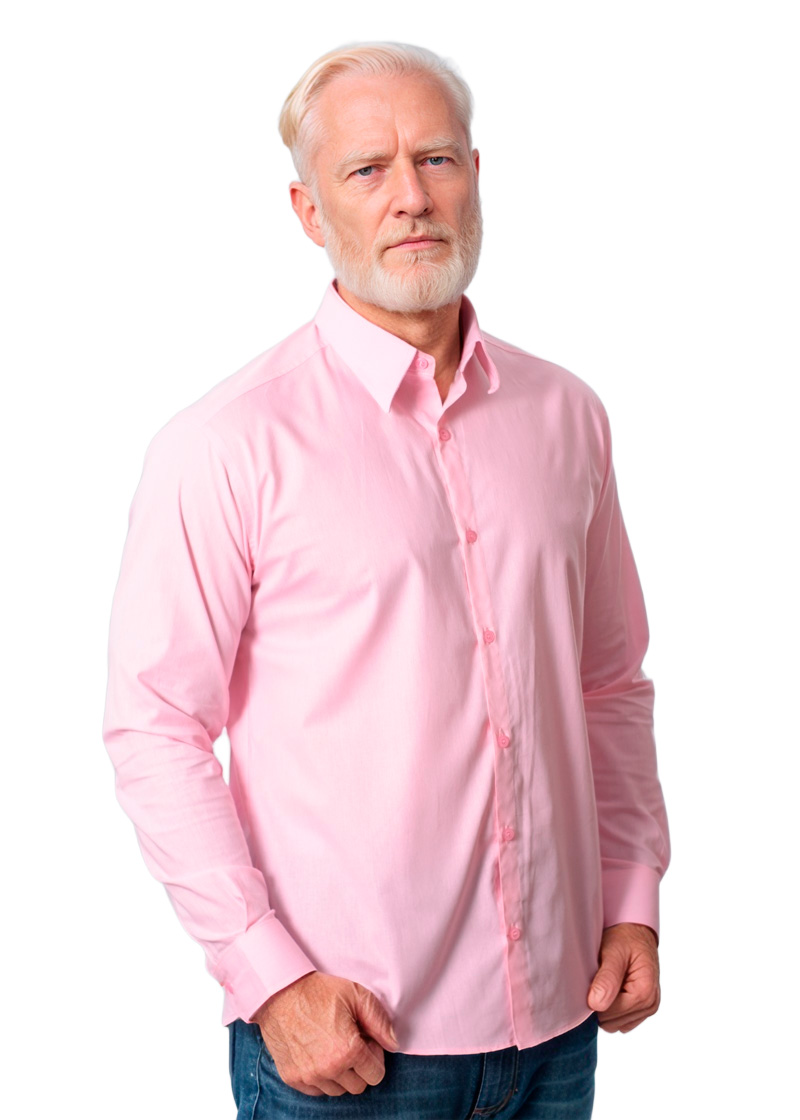 Camisa social masculina de microfibra manga longa, rosa claro