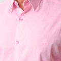 Camisa social masculina de microfibra manga longa, rosa claro