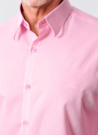 Camisa social masculina de microfibra manga longa, rosa claro