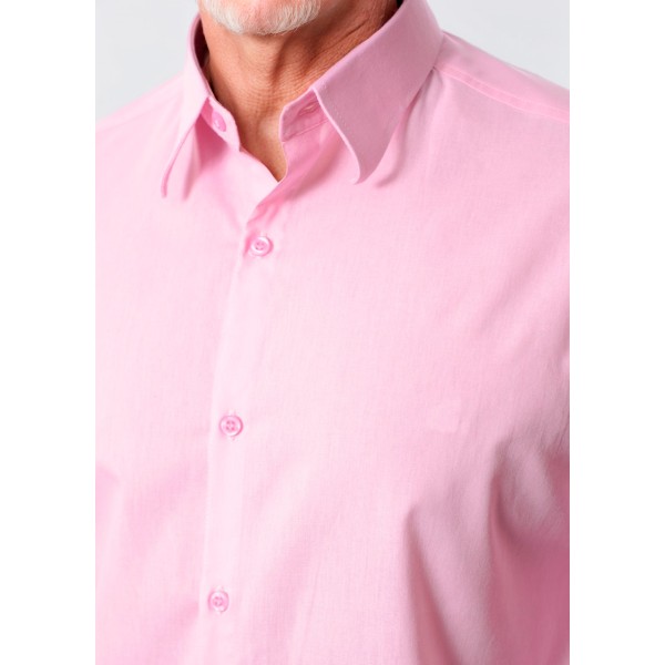 Camisa social masculina de microfibra manga longa, rosa claro