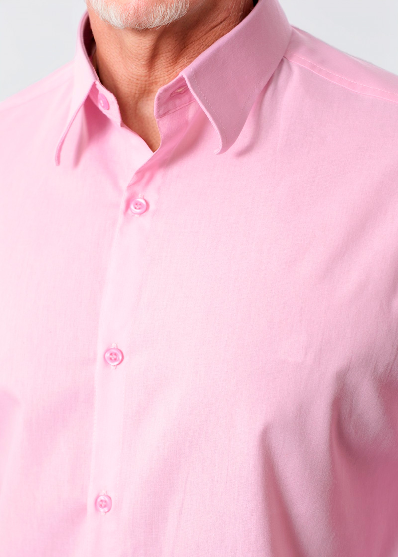 Camisa social masculina de microfibra manga longa, rosa claro
