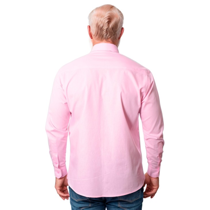 Camisa social masculina de microfibra manga longa, rosa claro