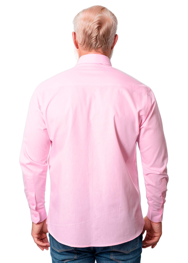 Camisa social masculina de microfibra manga longa, rosa claro