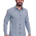 Camisa masculina cinza casual de manga longa