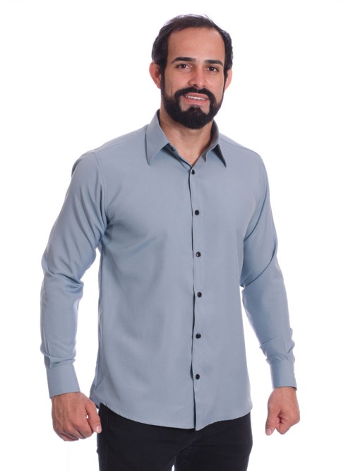Camisa masculina cinza casual de manga longa Camisa masculina cinza casual de manga longa