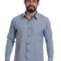 Camisa masculina cinza casual de manga longa