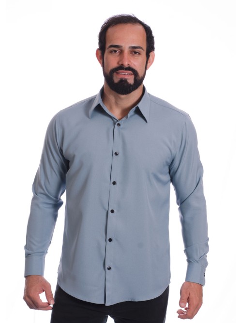 Camisa masculina cinza casual de manga longa Camisa masculina cinza casual de manga longa