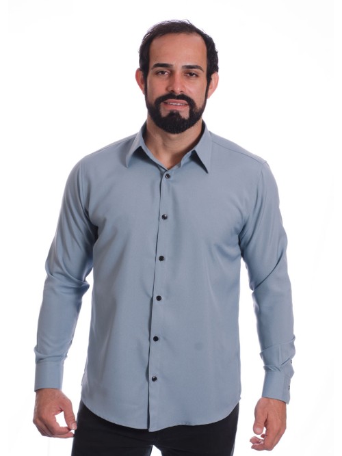 Camisa masculina cinza casual de manga longa