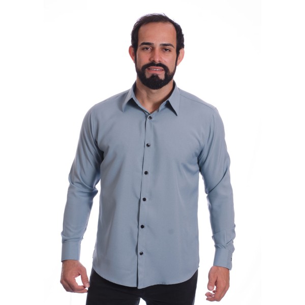 Camisa masculina cinza casual de manga longa