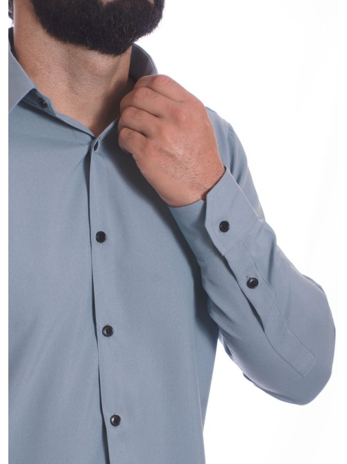 Camisa masculina cinza casual de manga longa Camisa masculina cinza casual de manga longa