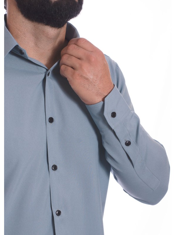Camisa masculina cinza casual de manga longa Camisa masculina cinza casual de manga longa