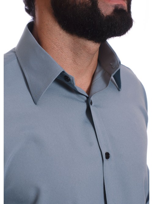 Camisa masculina cinza casual de manga longa Camisa masculina cinza casual de manga longa