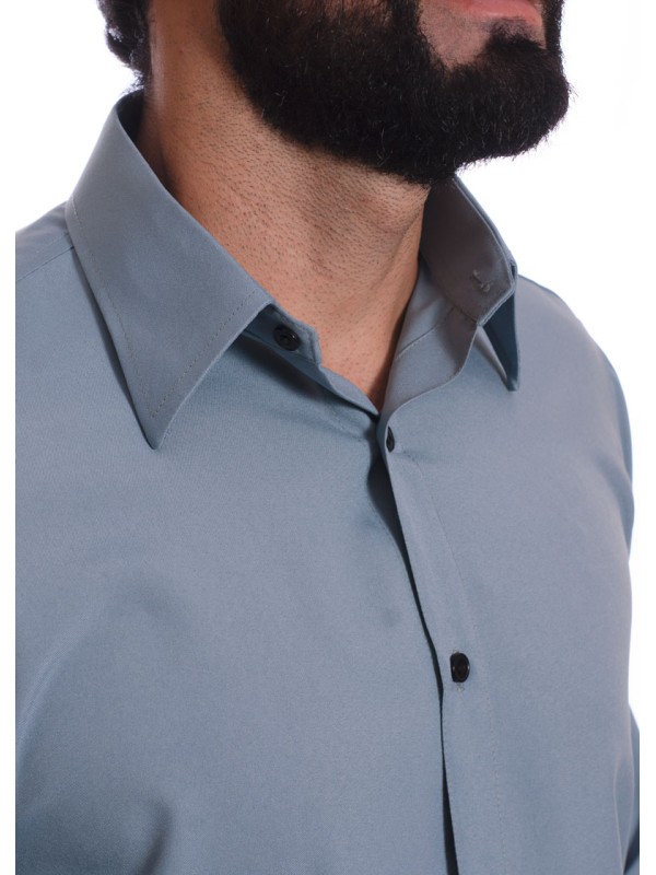 Camisa masculina cinza casual de manga longa Camisa masculina cinza casual de manga longa