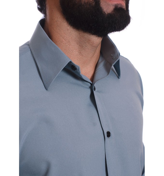 Camisa masculina cinza casual de manga longa