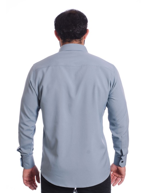 Camisa masculina cinza casual de manga longa Camisa masculina cinza casual de manga longa