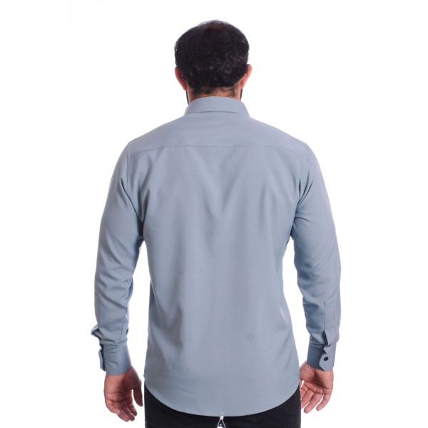 Camisa masculina cinza casual de manga longa