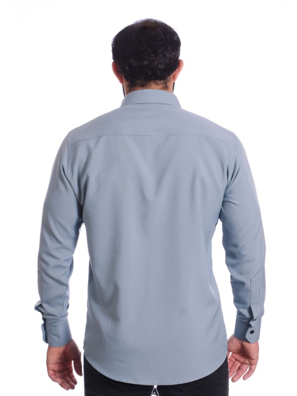 Camisa masculina cinza casual de manga longa Camisa masculina cinza casual de manga longa