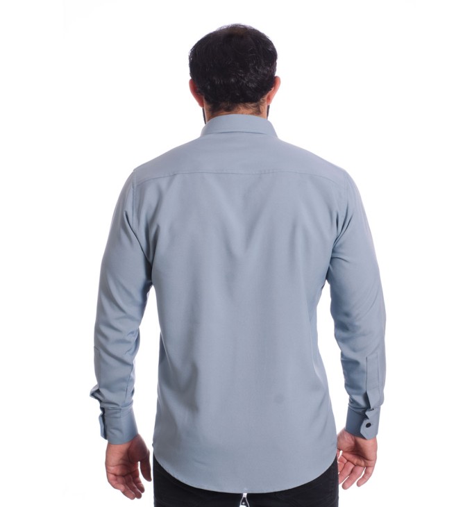 Camisa masculina cinza casual de manga longa