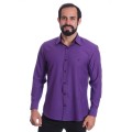 Camisa masculina roxa casual de manga longa