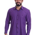 Camisa masculina roxa casual de manga longa