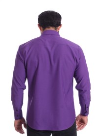 Camisa masculina roxa casual de manga longa