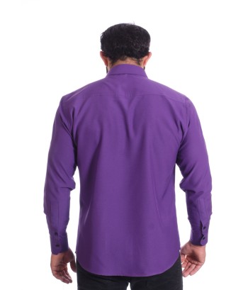 Camisa masculina roxa casual de manga longa