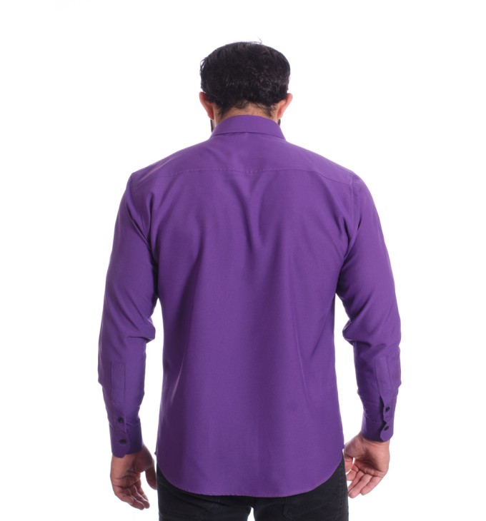 Camisa masculina roxa casual de manga longa