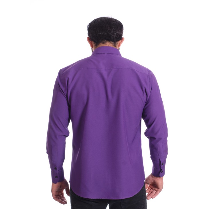 Camisa masculina roxa casual de manga longa