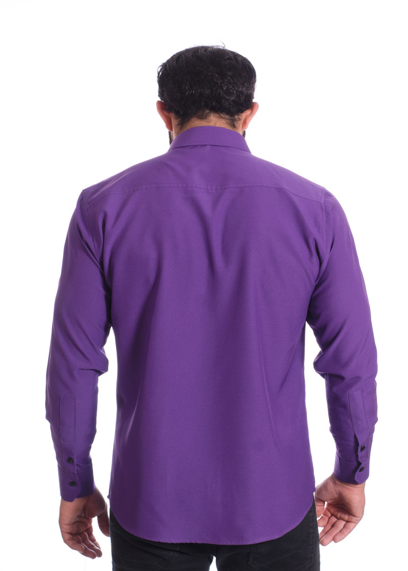 Camisa masculina roxa casual de manga longa
