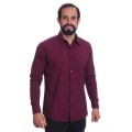 Camisa masculina bordo casual de manga longa