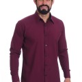 Camisa masculina bordo casual de manga longa