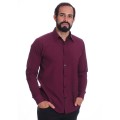 Camisa masculina bordo casual de manga longa