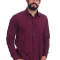 Camisa masculina bordo casual de manga longa