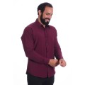 Camisa masculina bordo casual de manga longa