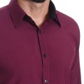 Camisa masculina bordo casual de manga longa