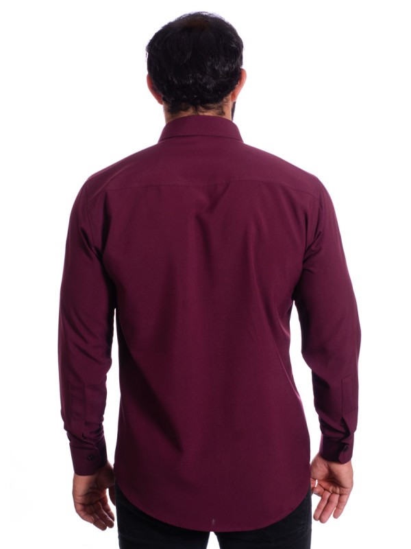 Camisa masculina bordo casual de manga longa Camisa masculina bordo casual de manga longa