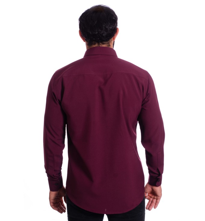 Camisa masculina bordo casual de manga longa Camisa masculina bordo casual de manga longa