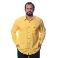 Camisa masculina amarela casual de manga longa