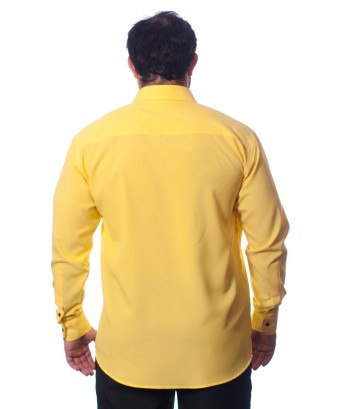 Camisa masculina amarela casual de manga longa
