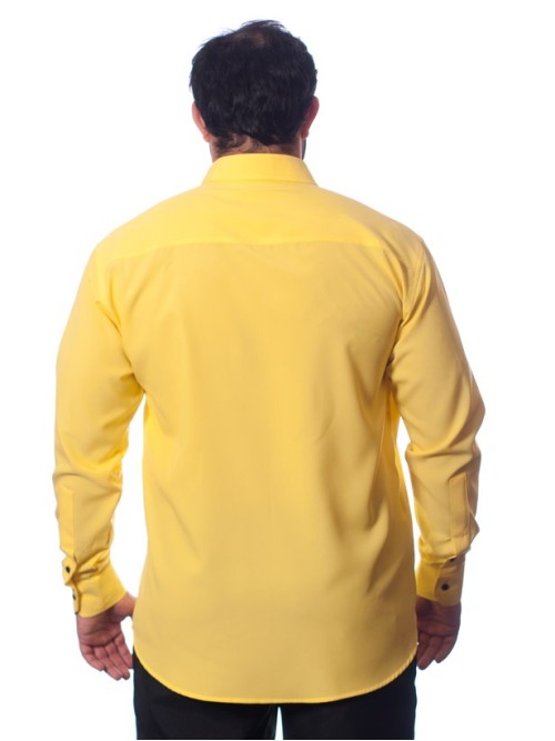 Camisa masculina amarela casual de manga longa