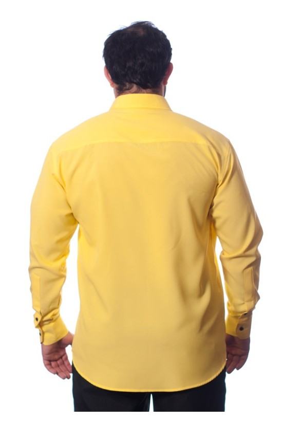 Camisa masculina amarela casual de manga longa